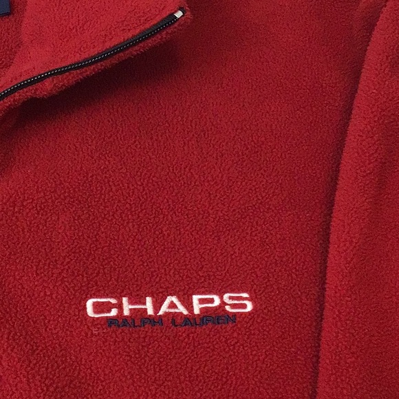 Chaps Ralph Lauren Vintage Zip Up Red Fleecee - Picture 3 of 9